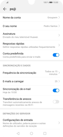 Prima Nome da conta e introduza o nome pretendido da conta de e-mail.