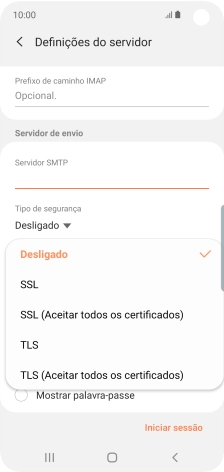 Prima TLS para ativar a função.