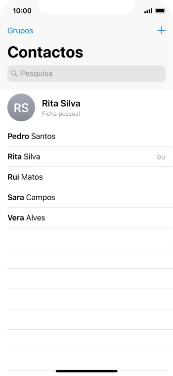 Prima o ícone de novo contacto.