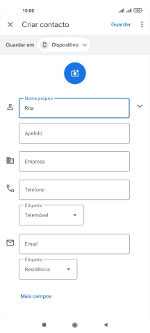Prima Apelido e introduza o apelido.