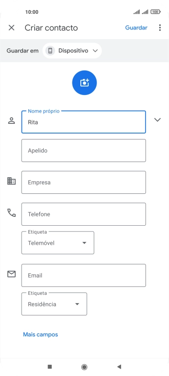 Prima Apelido e introduza o apelido.
