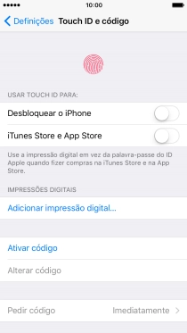 Prima Adicionar impressão digital... e siga as indicações no ecrã para adicionar a sua impressão digital.