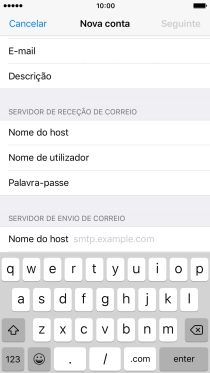 Prima Nome do host e insira smtp.vodafone.pt.