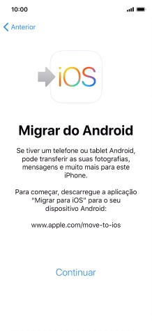 Antes de ser possível transferir conteúdo para o seu telefone, é necessário instalar a app 