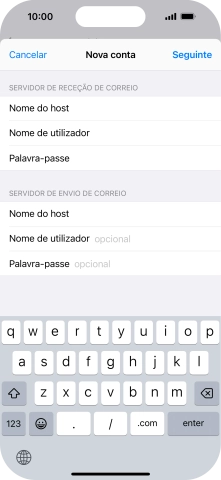 Prima Nome de utilizador e introduza o nome de utilizador da sua conta de e-mail.