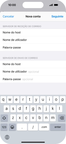 Prima Nome de utilizador e introduza o nome de utilizador da sua conta de e-mail.