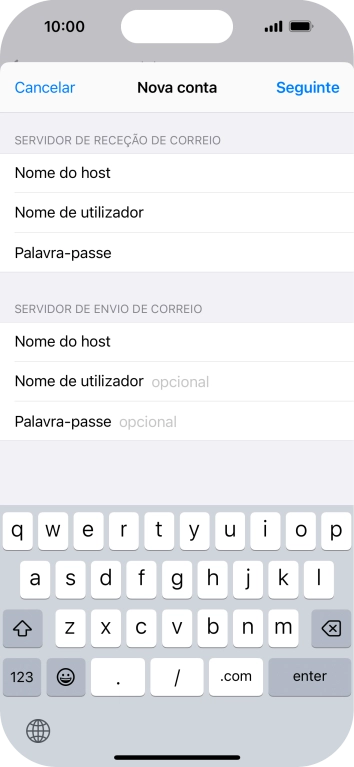 Prima Nome de utilizador e introduza o nome de utilizador da sua conta de e-mail.