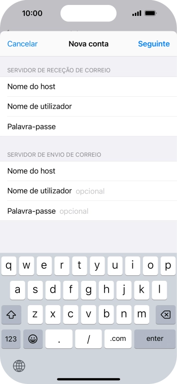 Prima Nome de utilizador e introduza o nome de utilizador da sua conta de e-mail.