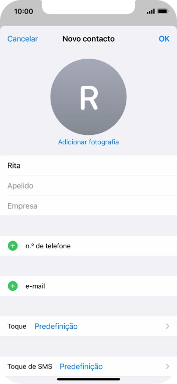Prima Apelido e introduza o apelido.