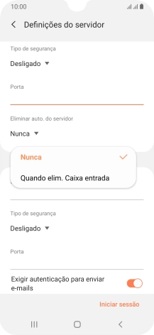 Prima Nunca para manter os e-mails no servidor quando estes são apagados no telefone.