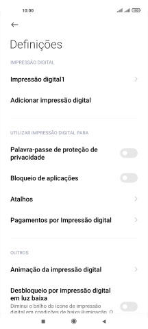 Prima os indicadores junto às definições pretendidas para as ativar ou desativar.