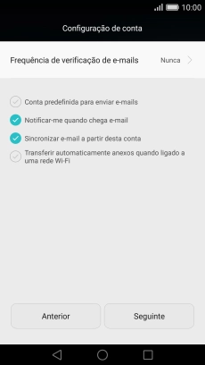 Se o ecrã mostrar esta imagem, a sua conta foi identificada e configurada automaticamente. Siga as indicações no ecrã para introduzir informações adicionais e concluir a configuração.