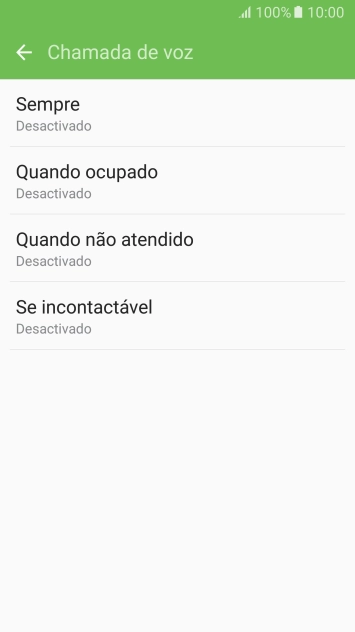 Prima o tipo de desvio pretendido.
