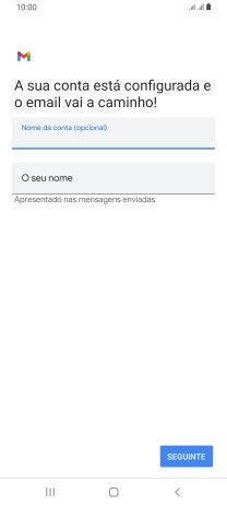 Prima O seu nome e introduza o nome do remetente pretendido.