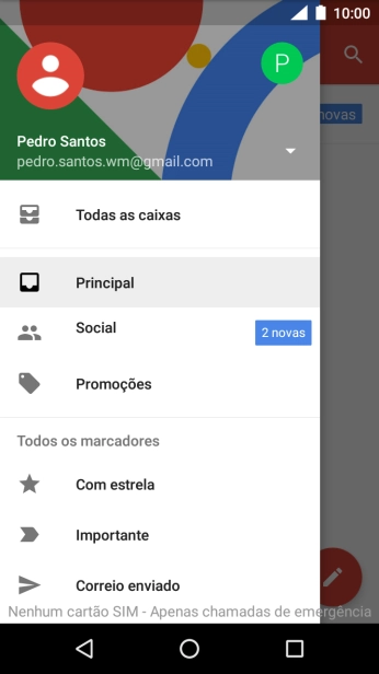 Prima a conta de e-mail pretendida.