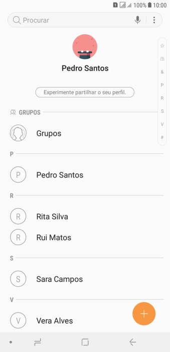 Prima o contacto pretendido.