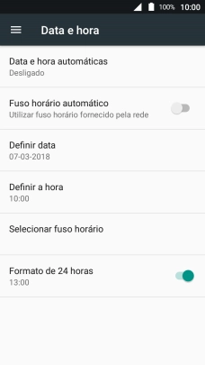 Prima Data e hora automáticas.