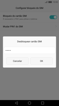 Introduza o seu código PIN e prima OK.