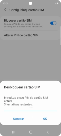 Introduza o seu código PIN e prima OK.