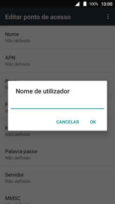 Introduza vodafone e prima OK.