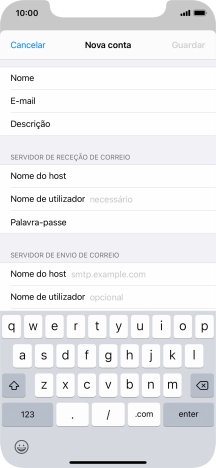 Prima Nome de utilizador e introduza o nome de utilizador da sua conta de e-mail na Vodafone.