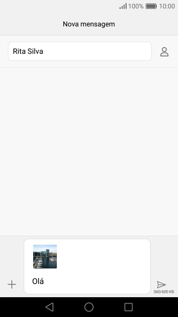 Prima o ícone para enviar quando terminar de escrever a sua mensagem multimédia.