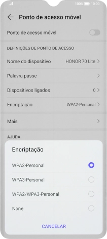 Prima WPA3-Personal para proteger o hotspot Wi-Fi com uma password.