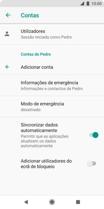 Prima Adicionar conta.