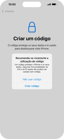 Se desativar a função, prima Não usar código.