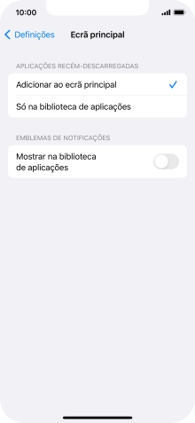 Para adicionar apps recém descarregadas ao ecrã inicial e à biblioteca de apps, deve premir Adicionar ao ecrã principal.