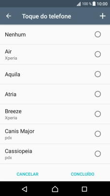 Prima o ícone para adicionar um tom de toque e vá até ao tom de toque pretendido.