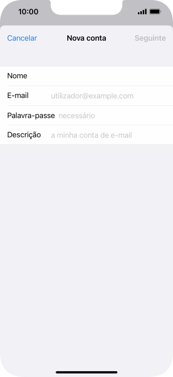 Prima E-mail e introduza o seu endereço de e-mail Vodafone.
