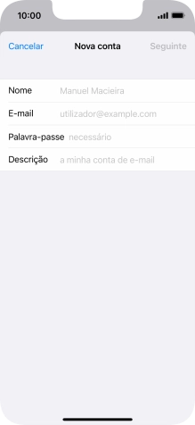 Prima Nome e introduza o nome do remetente pretendido.