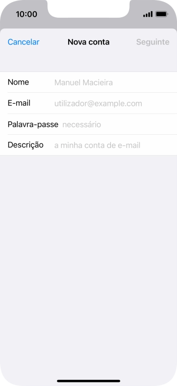Prima Nome e introduza o nome do remetente pretendido.