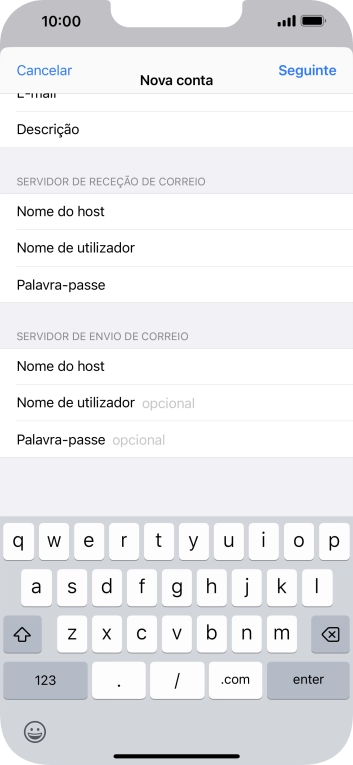 Prima Nome de utilizador e introduza o nome de utilizador da sua conta de e-mail.