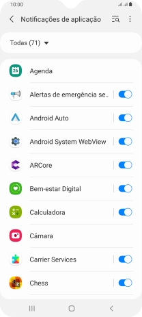 Prima o indicador junto às apps pretendidas para ativar ou desativar a função.