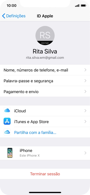 Para voltar ao ecrã inicial, deslize o dedo de baixo para cima a partir da base do ecrã.