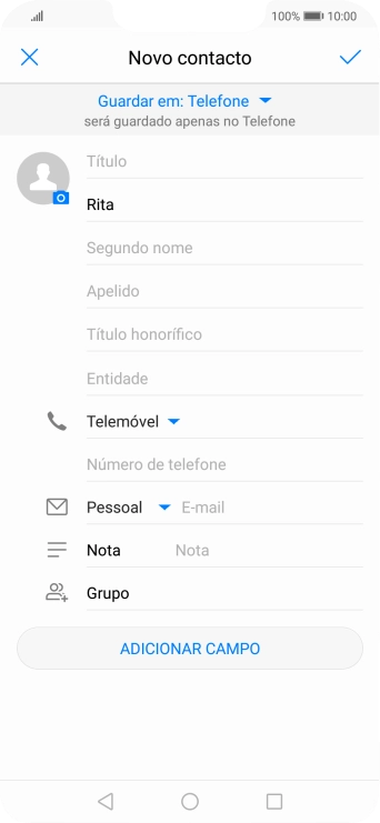 Prima Apelido, e introduza o apelido pretendido.