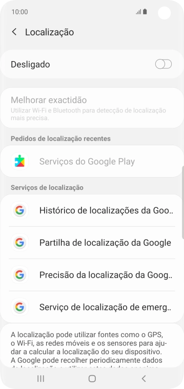 Prima o indicador para ativar ou desativar a função.