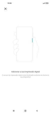 Siga as indicações no ecrã para definir a impressão digital como código de bloqueio.