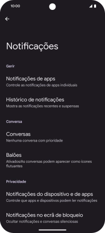 Prima Notificações de apps.