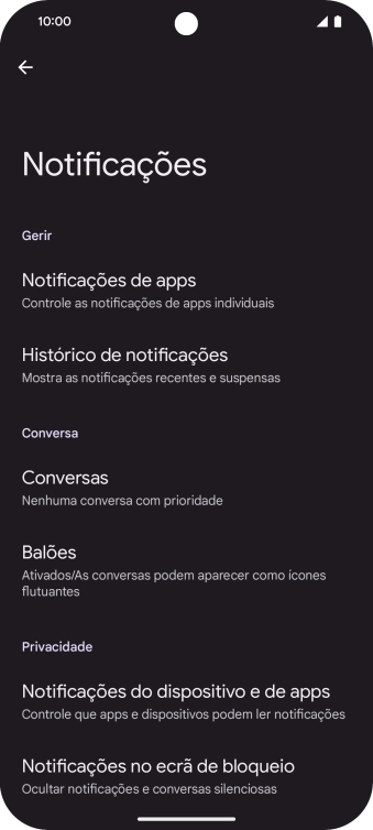 Prima Notificações de apps.