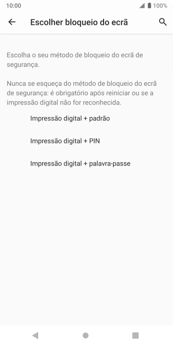 Prima o código de bloqueio do telefone pretendido e siga as indicações no ecrã para estabelecer um código de bloqueio adicional.