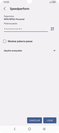 Introduza a password da rede Wi-Fi e prima LIGAR.