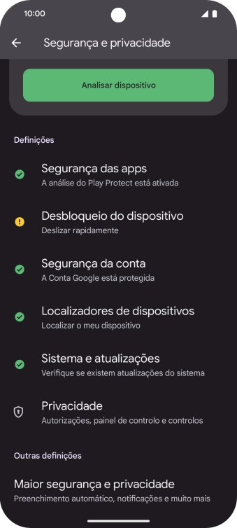 Prima Desbloqueio do dispositivo.