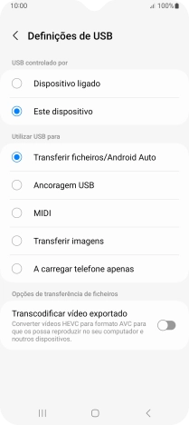 Prima Transferir ficheiros/Android Auto.