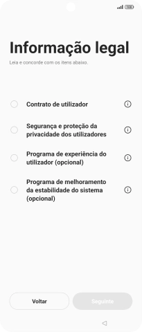 Prima o campo ao lado das definições pretendidas para as selecionar.