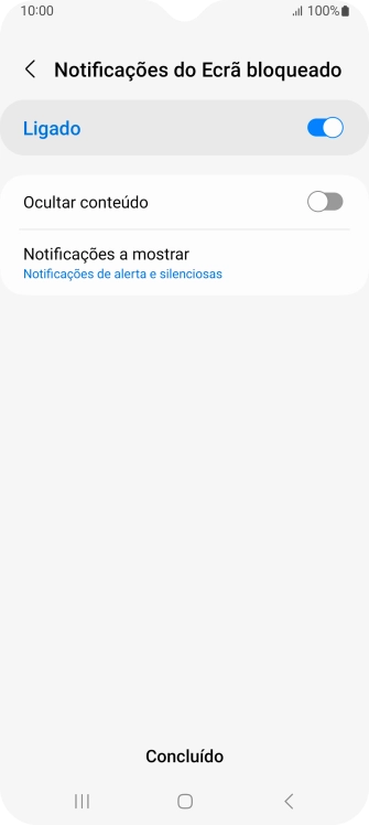 Prima as definições pretendidas para as ativar ou desativar.