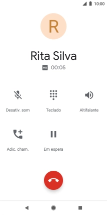 Prima o ícone para terminar a chamada.