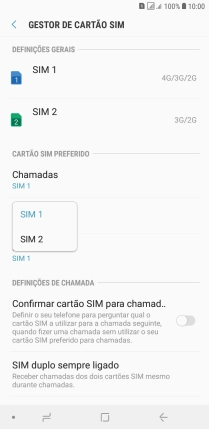 Prima o cartão SIM pretendido.